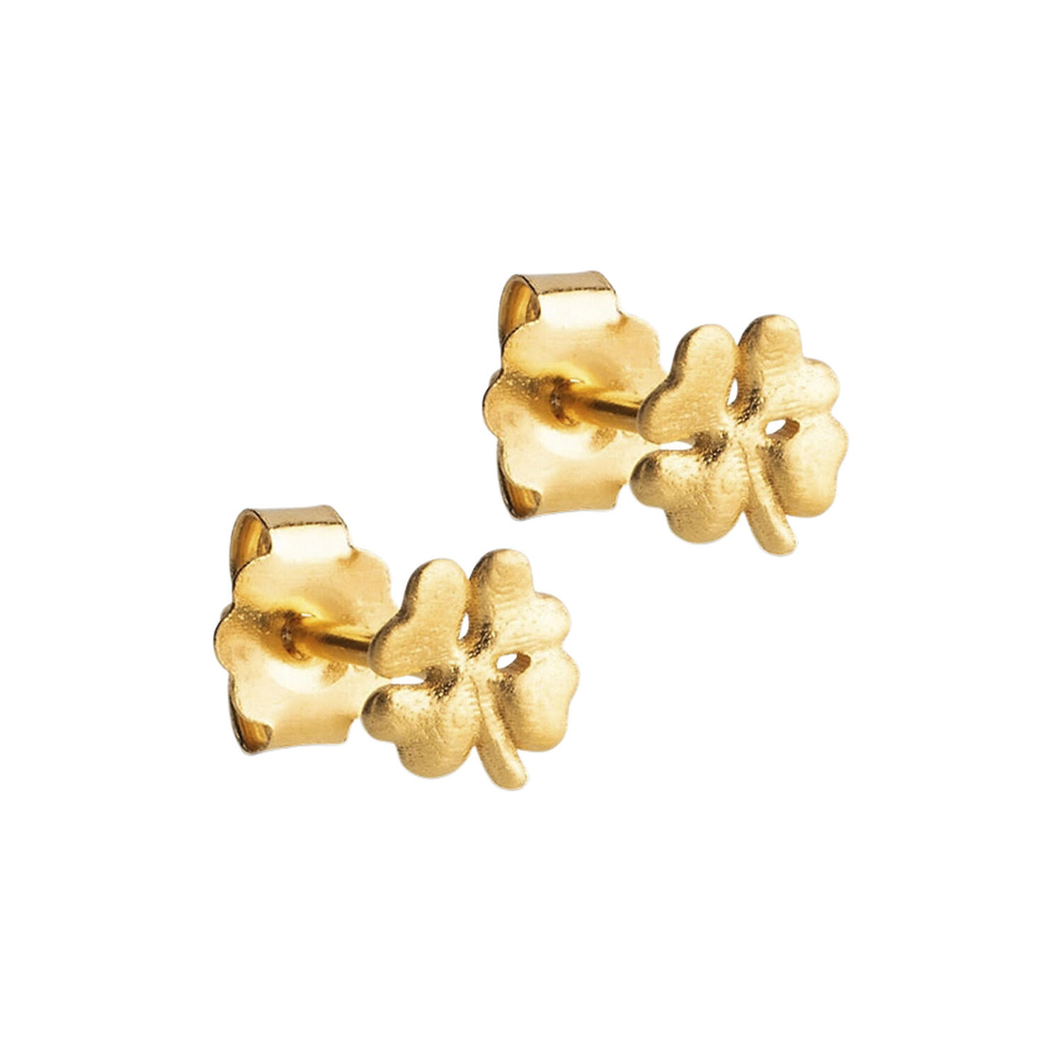 Organic&nbsp;Clover Studs Mini, forgyldt