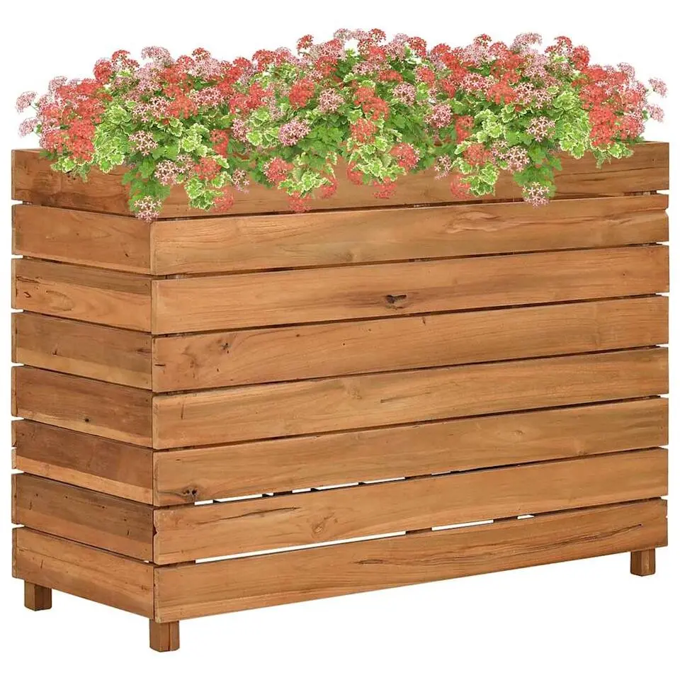 vidaXL - Verhoogde Plantenbak - Bruin - Teakhout - 100 x 40 x 72 cm