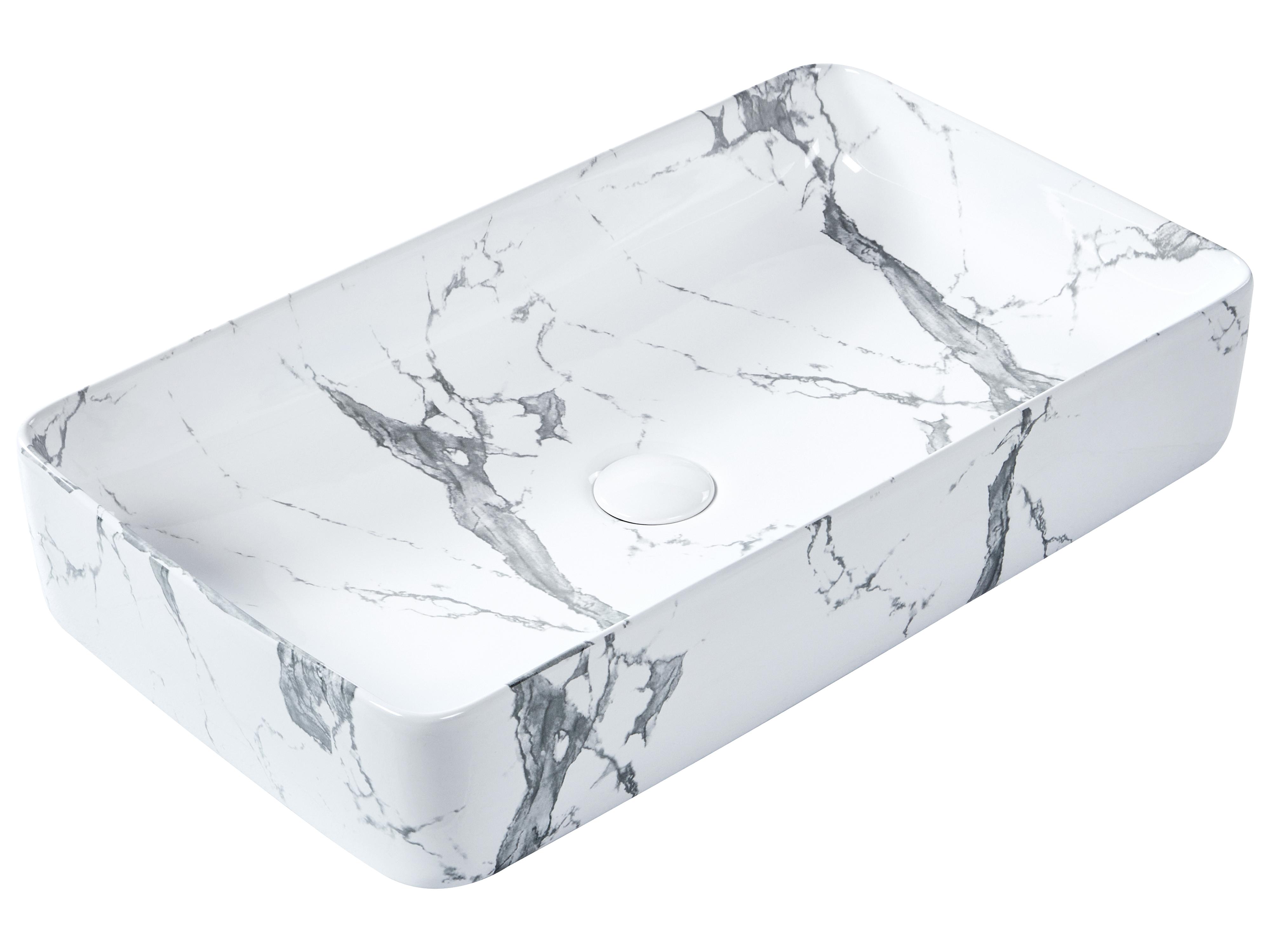 Countertop Basin IPALA 620 x 350 mm Ceramic White Marble