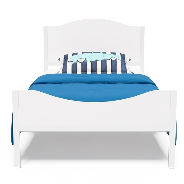 Yoneston Twin Bed Frame Kids Metal Platform with Wood Headboard for Teen, White