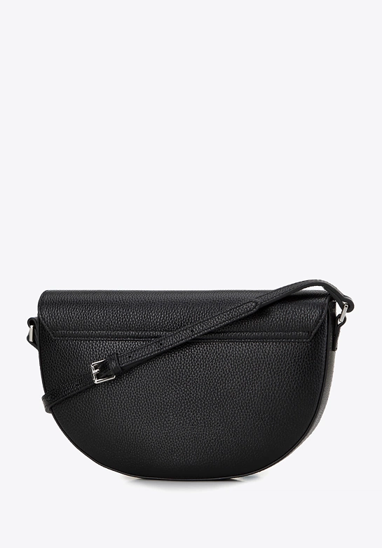 Damska saddle bag z groszkowanej skóry czarno-srebrna