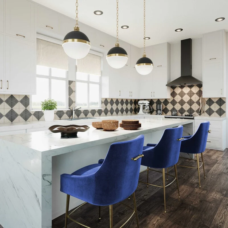 Beatrix Velvet Counter Stool - Gold Legs