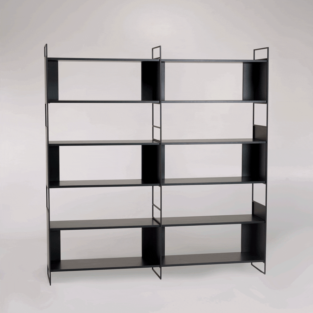 Etagère bois noir et métal 10 niches CORUMBA
