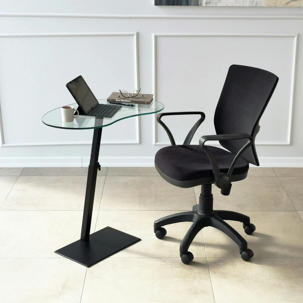 Table d'appoint en verre pour ordinateur, réglable TULUM