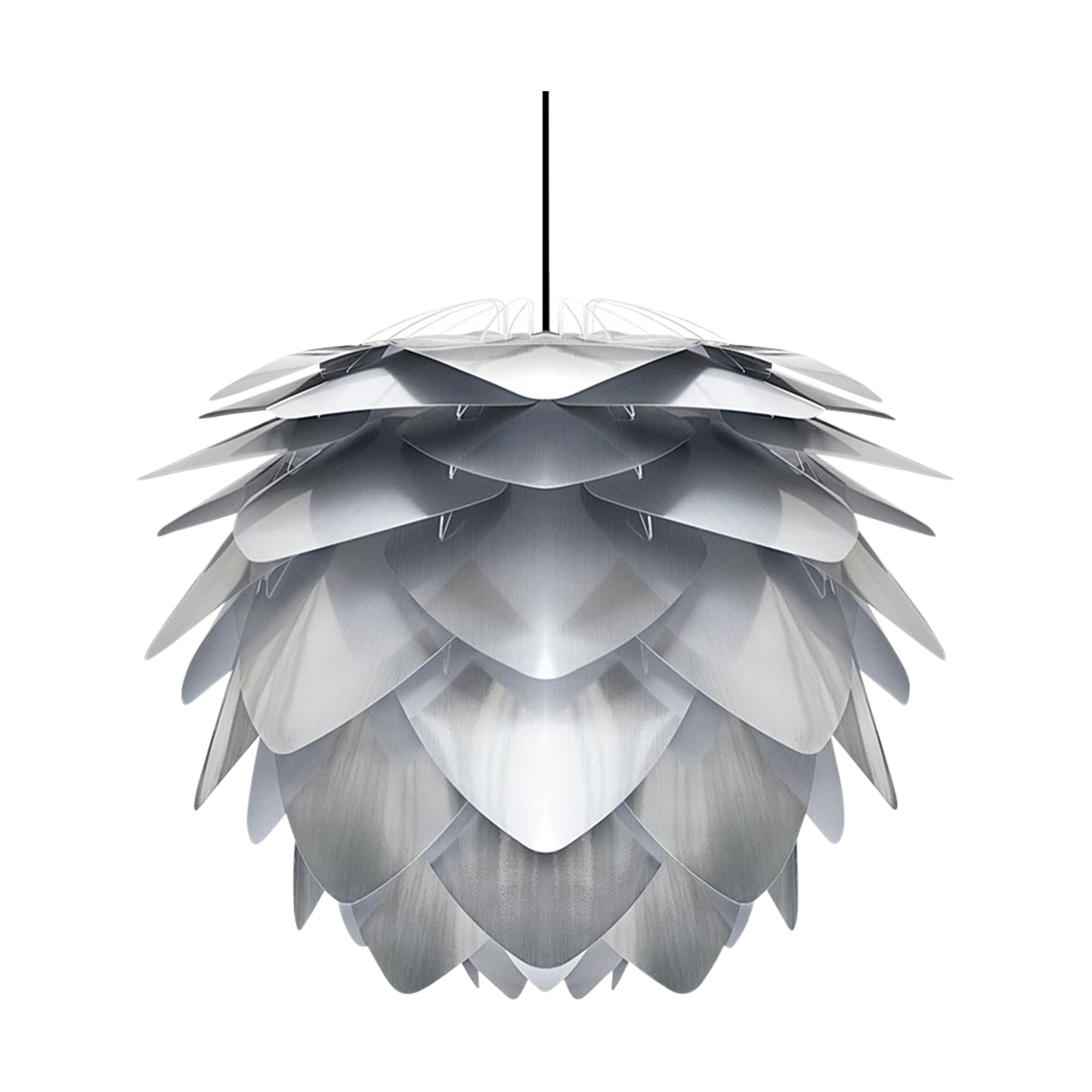 Umage Silvia Mini hanglamp brushed steel - met koordset zwart - Ø 32 cm