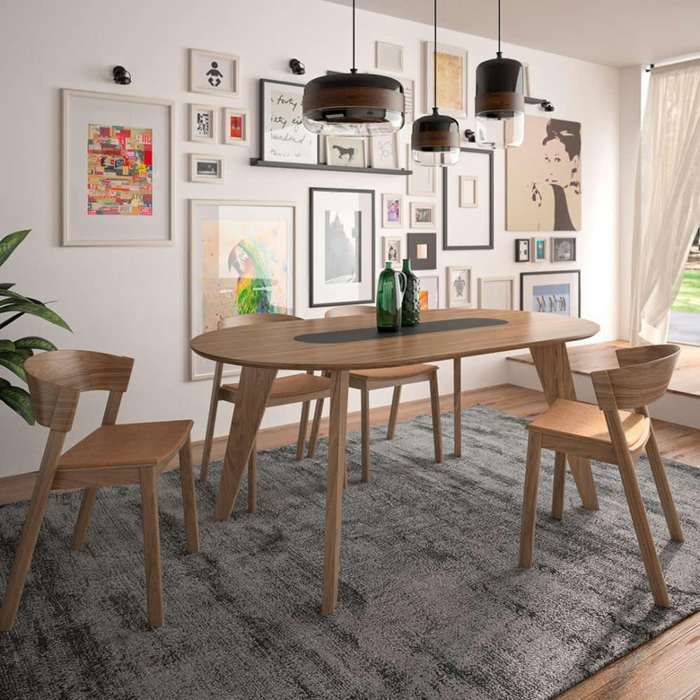 LAGO - Table  placage noyer et noir laqué