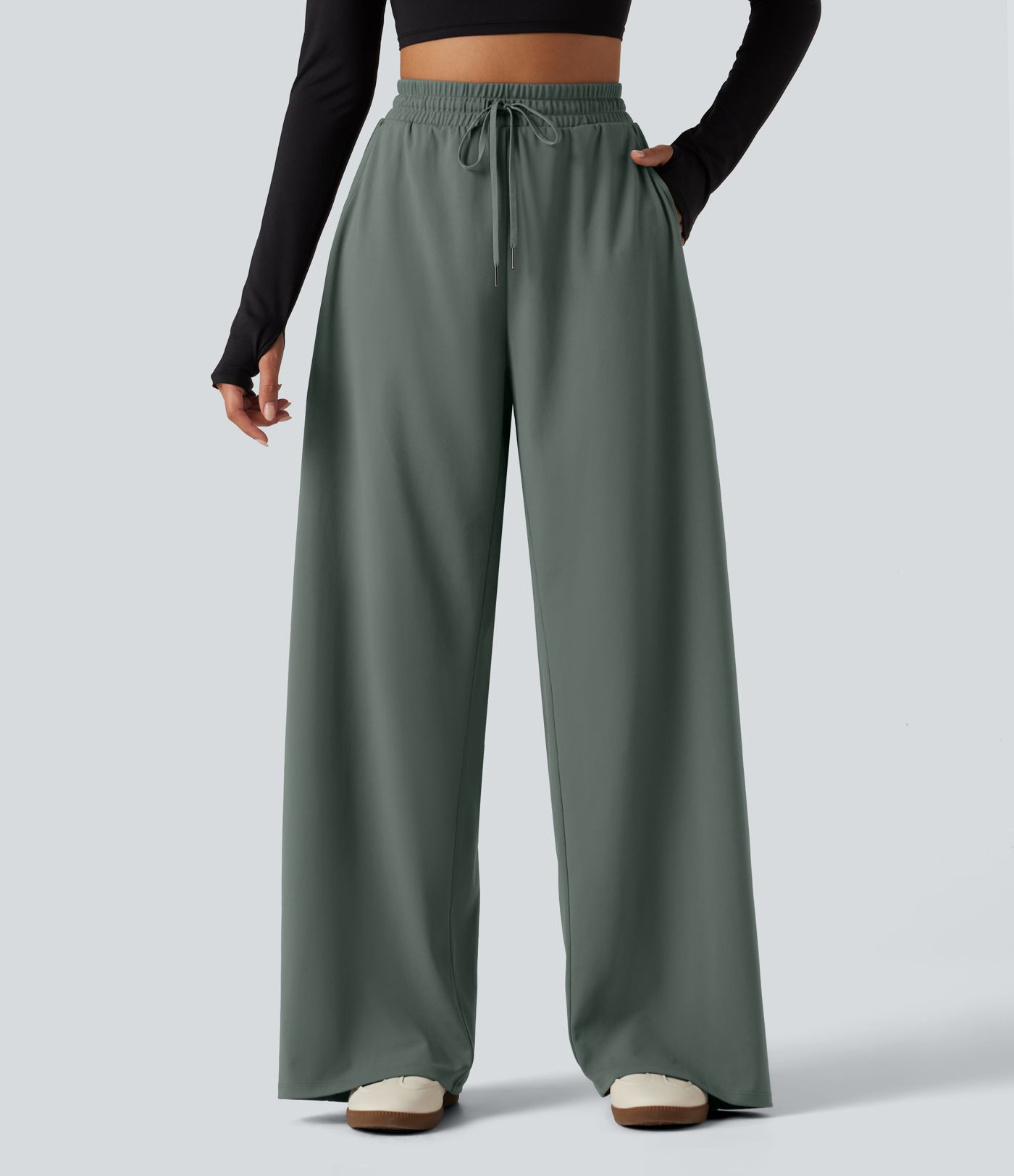 Pantalon de danse DayStretch taille haute coupe barrel à cordon avec poches