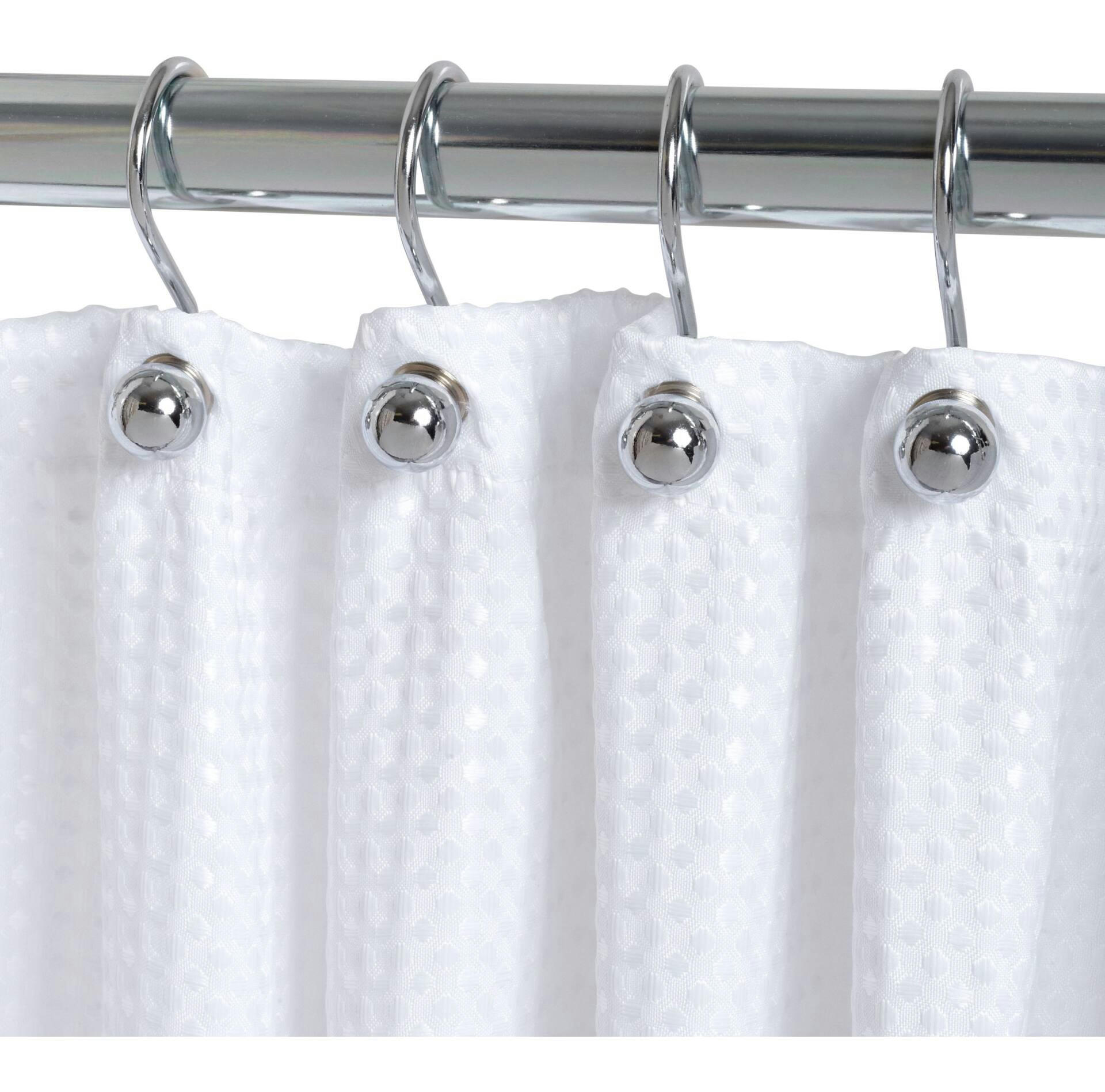 For Living Decorative Ball Rust-Resistant Shower Curtain Metal Hooks, Chrome, 12-pk