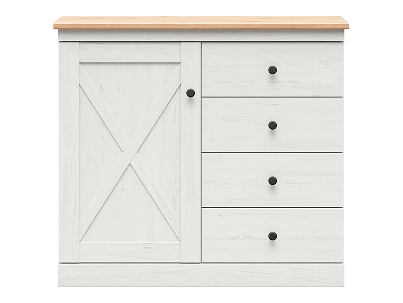 Komoda Frija 103 cm z drzwiami i 4 szufladami sosna andersen biała