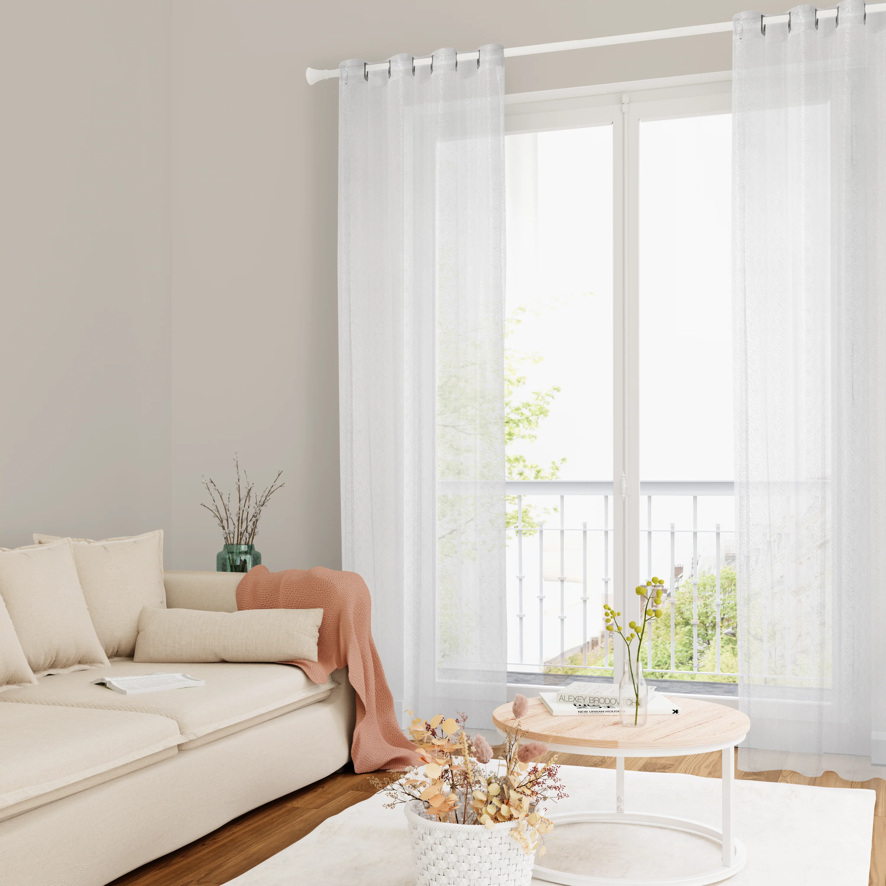 4MURS Voilage NEW ZIG ZAG coloris blanc 140 x 240 cm