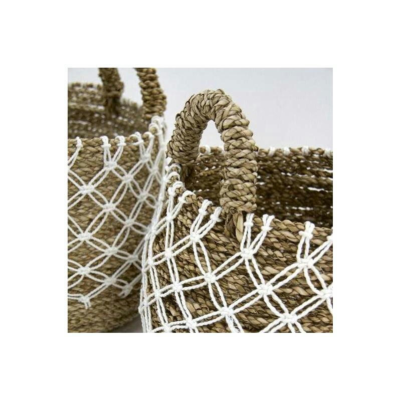 - Cache-pots en jonc naturel et crochet (lot de 2)