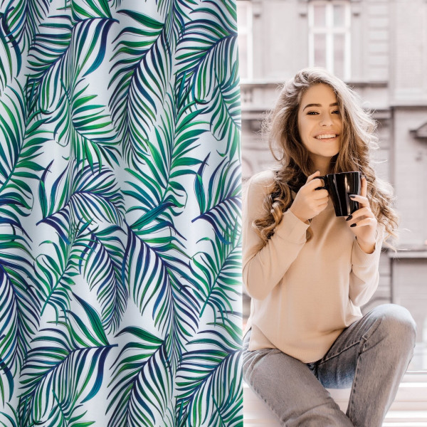 Zasłona gotowa PALMS 140x250 cm liście palmy glamour