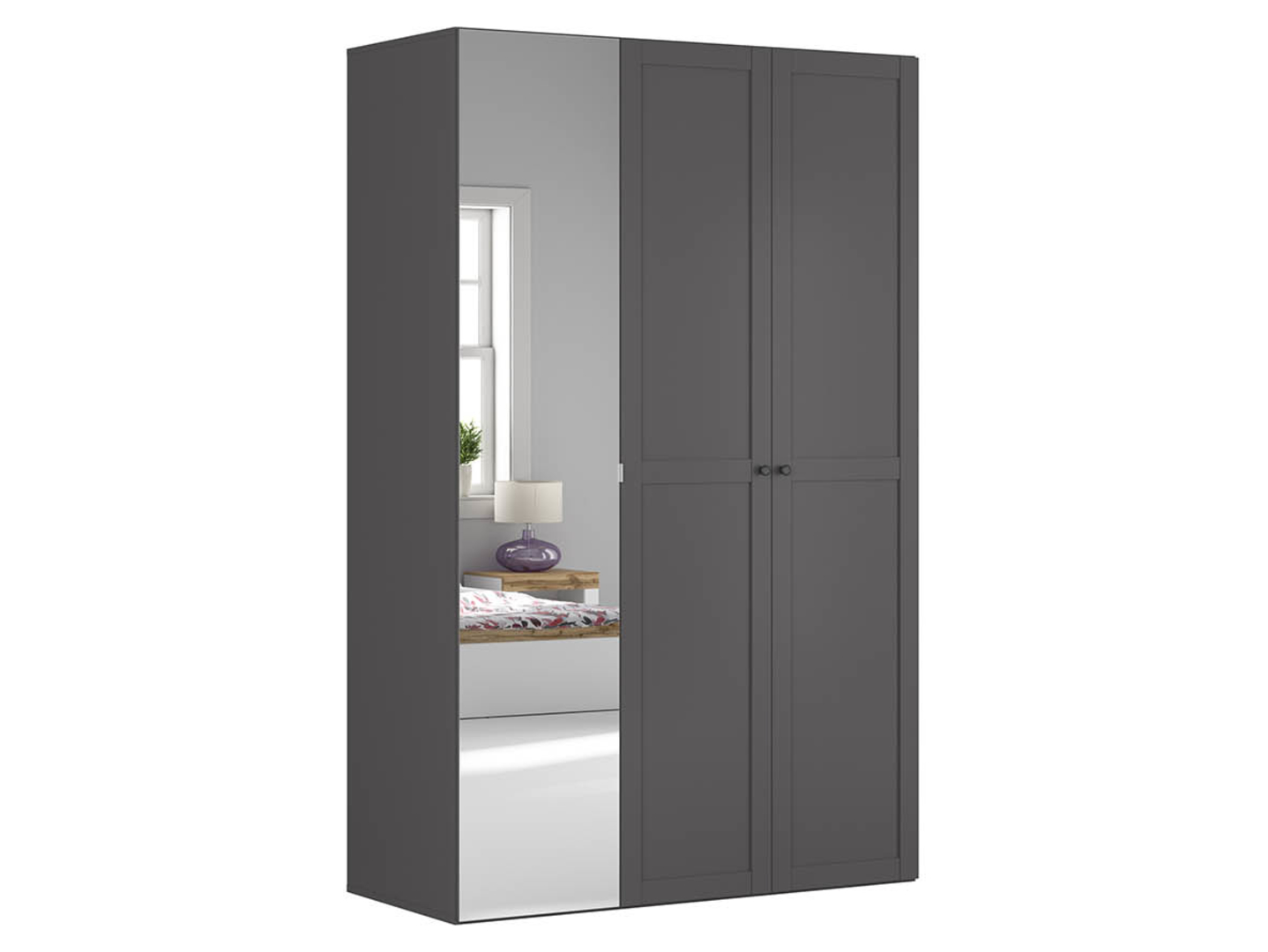 Szafa modułowa Flex 150 cm z drzwiami i lustrem grafit