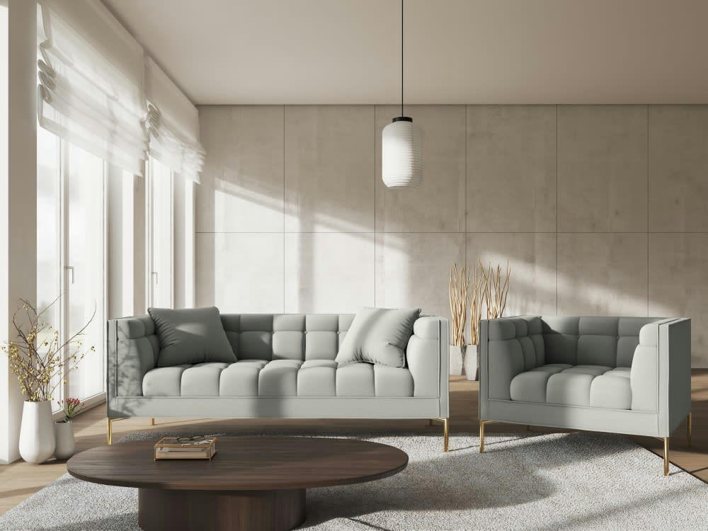 KAROO - Fauteuil tissu structuré gris clair