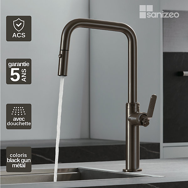 Mitigeur de Cuisine avec Douchette NIZA Black Gun Métal - GCE027/BGM IMEX PRODUCTS