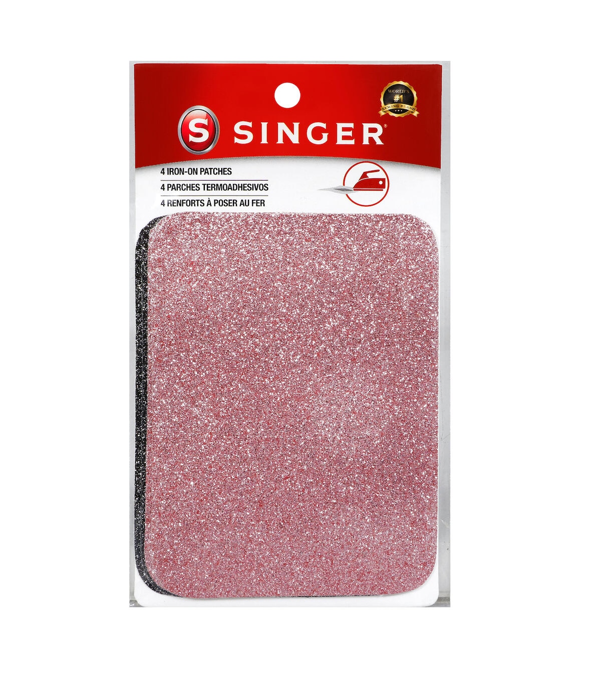 Singer 4 x 5 Rose Gold & Black Glitter Iron On Patches 4ct