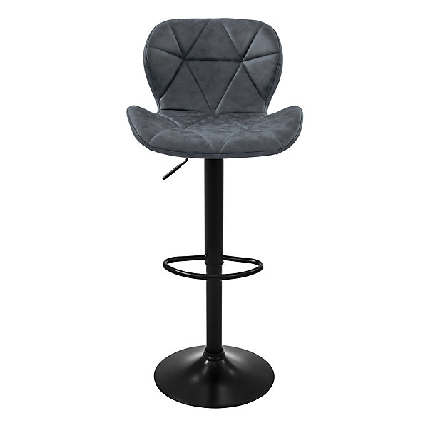 Lot 2 tabourets de bar rembourrées en simili anthracite hauteur réglable 59-79cm