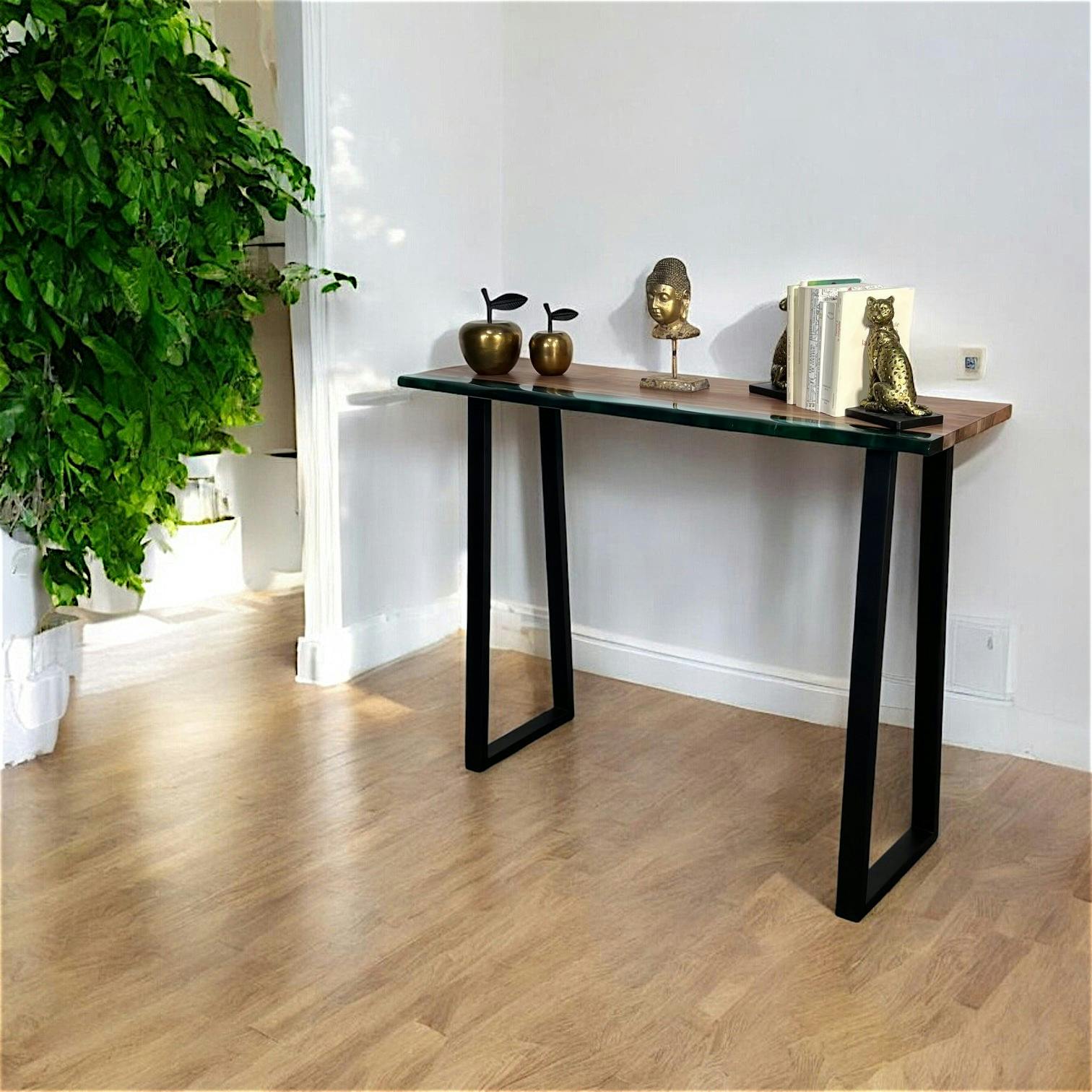 Console epoxy lagon et bois d'acacia BORA