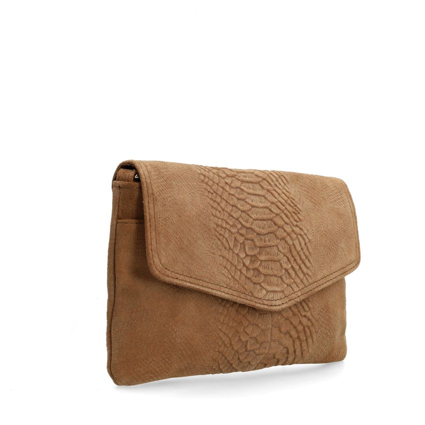 Manfield Taupe suède clutch