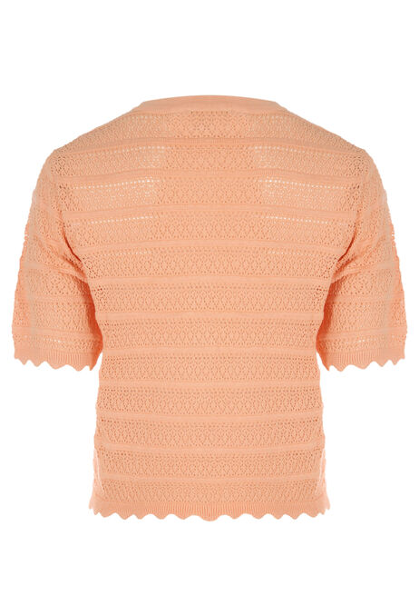Womens Peach Pointelle Cotton Cardigan