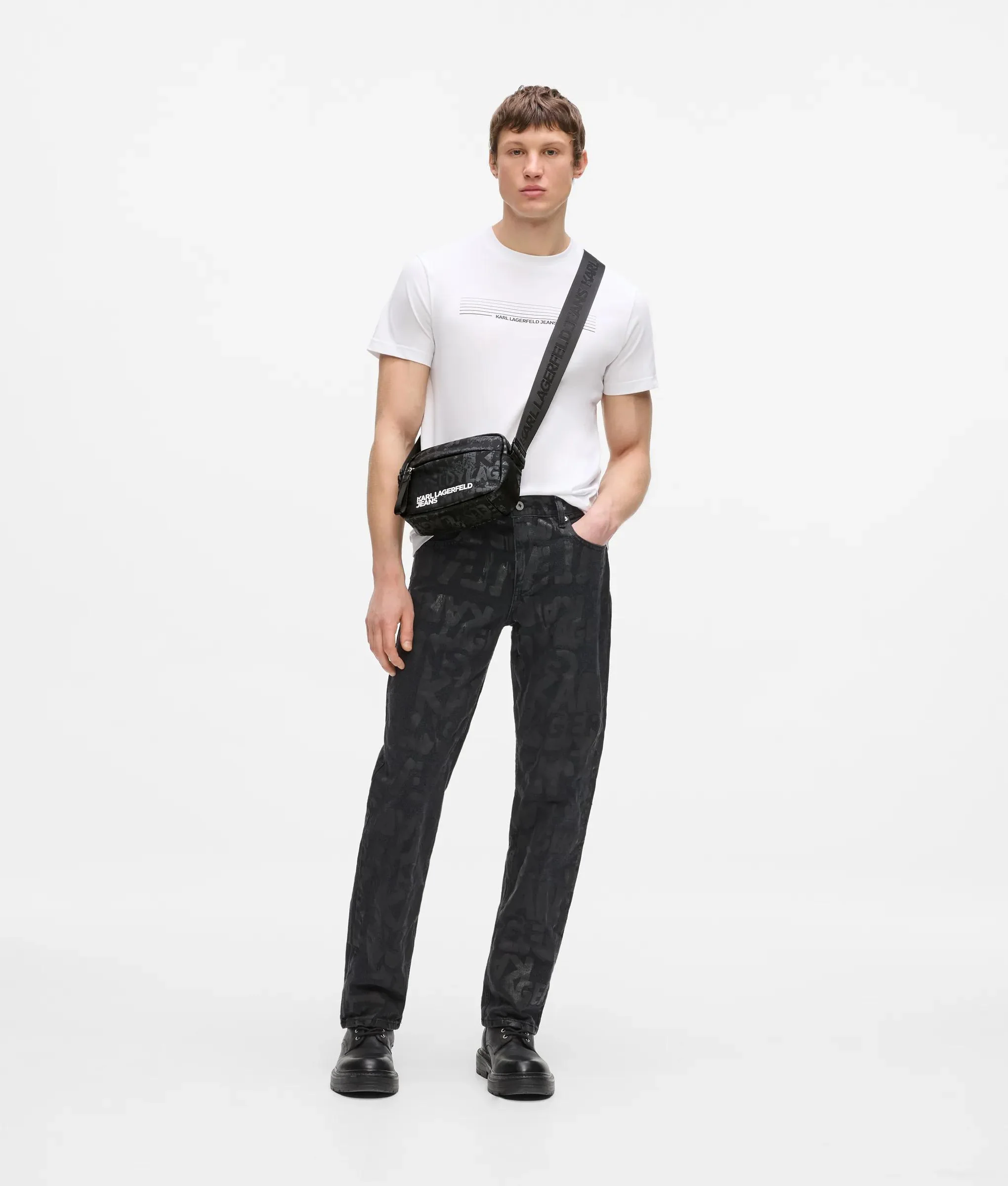 Sac caméra en nylon à bandoulière et imprimé graphique
