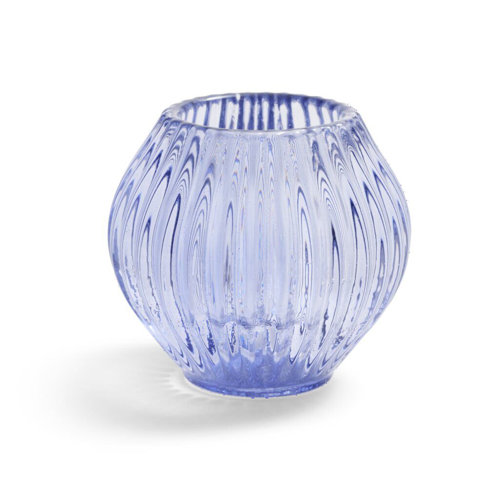 Bougeoir rond verre bleu Ø7,5xH7,5cm