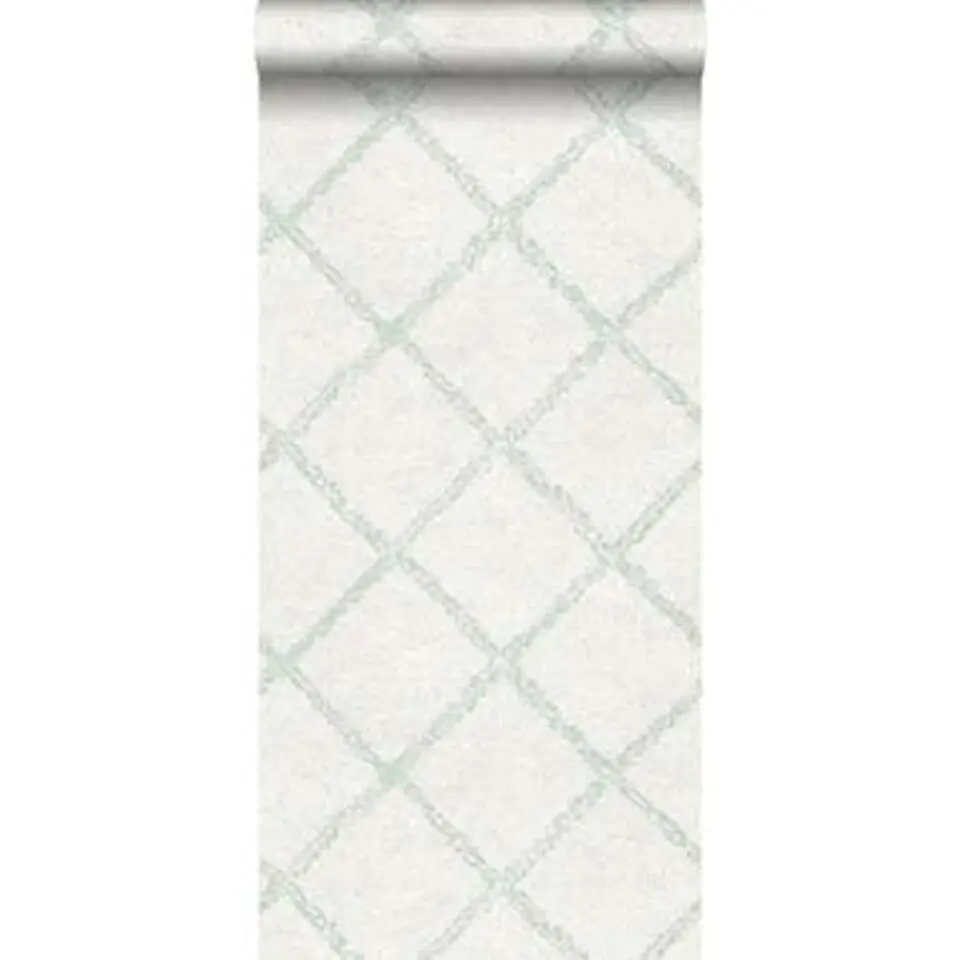 ESTAhome behang - oosters berber tapijt - groen, wit - 53 cm x 10,05 m