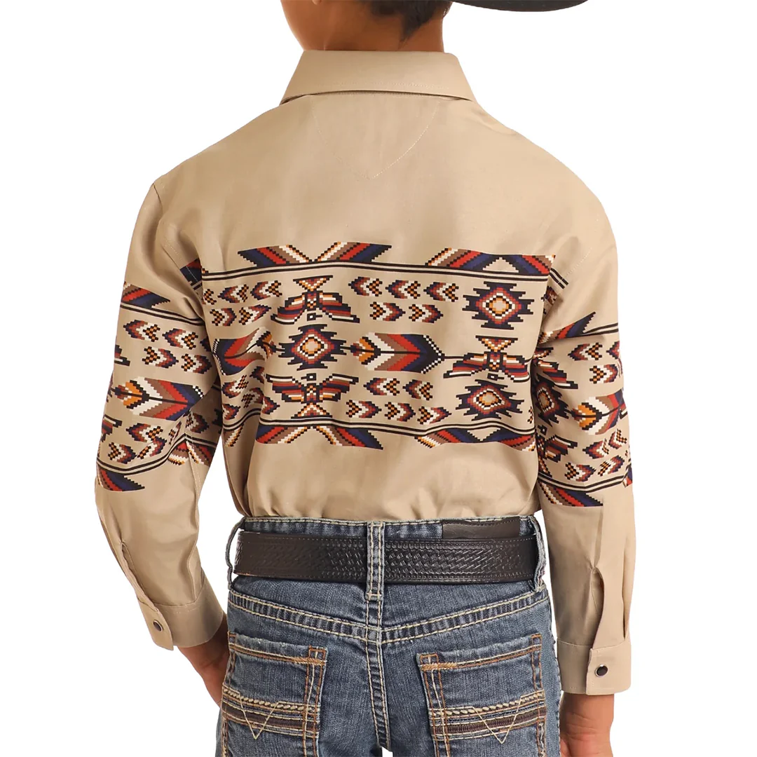 Рубашка Panhandle Boys' Thunderbird Border Print Snap Shirt