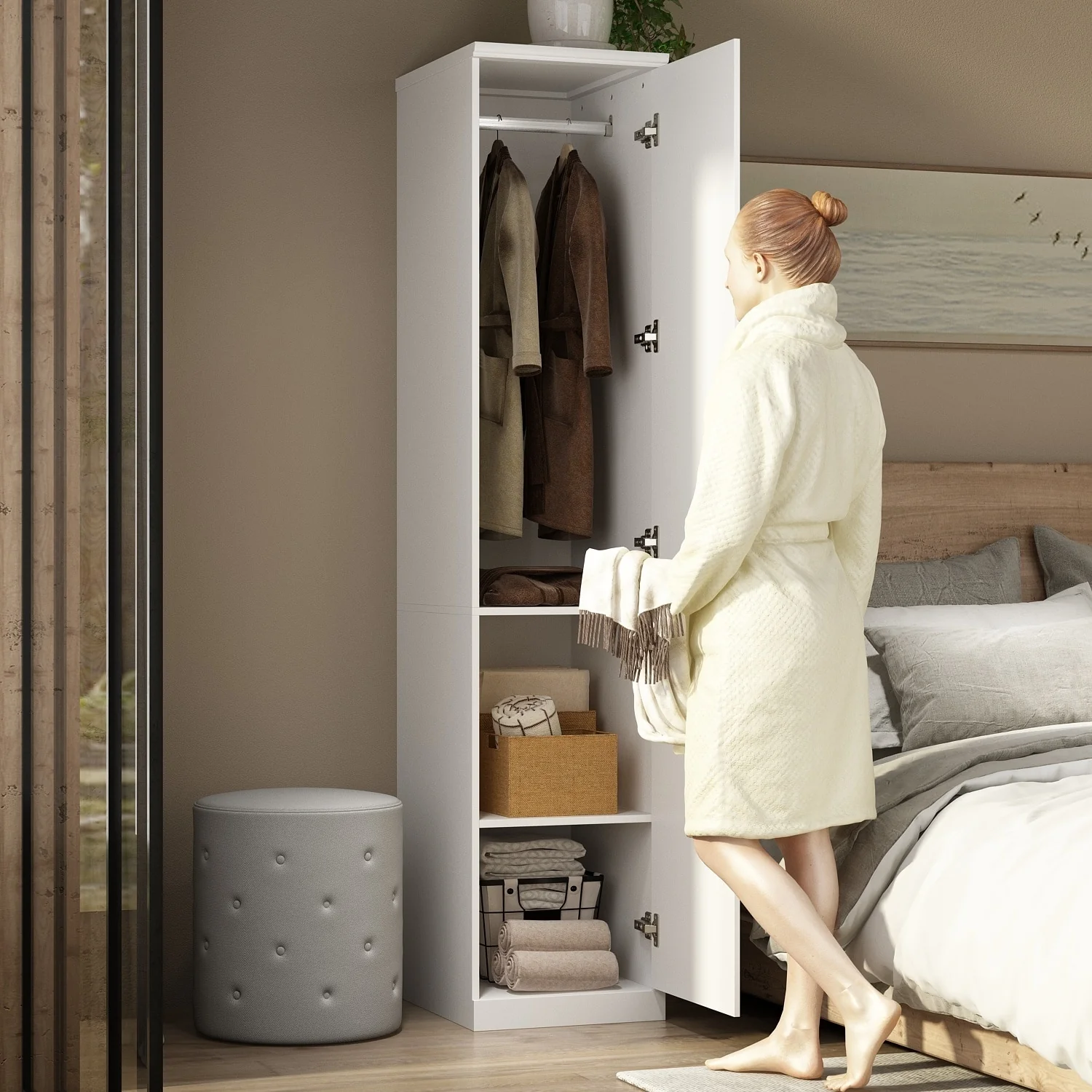 Combo Armoire Wardrobe Storage Cloest Modular Cabinet Dresser Lacquer