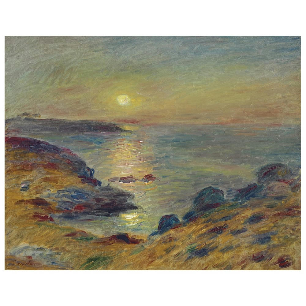 - Tableau coucher de Soleil à Douarnenez Renoir 50x60cm