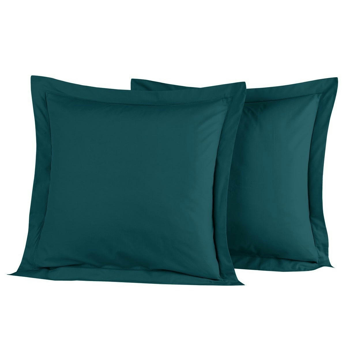 SOFT PERCALE - Lot de 2 taies d'oreiller en percale de coton petrol 65x65 cm