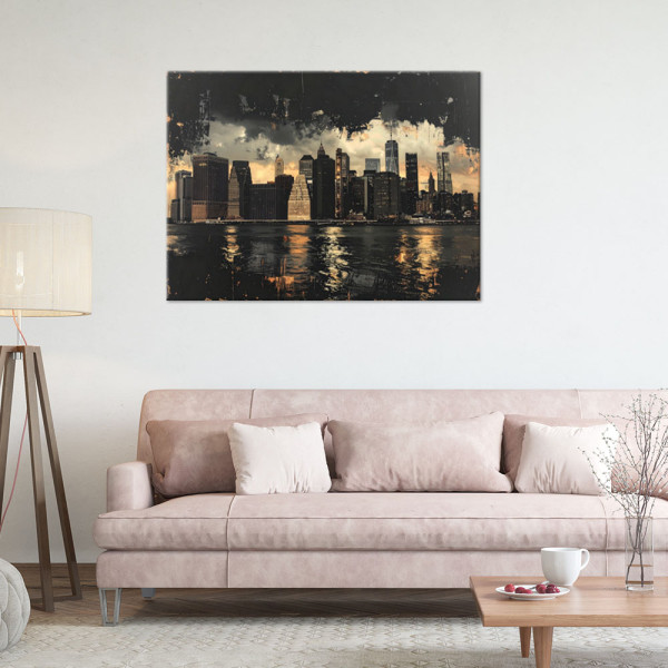 Obraz do salonu biura, Nowy Jork Skyline miasto w stylu retro 30x20