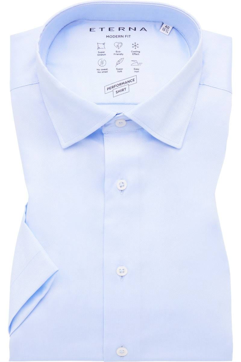 ETERNA Performance Modern Fit Tencel Hemd mittelblau, Strukturiert