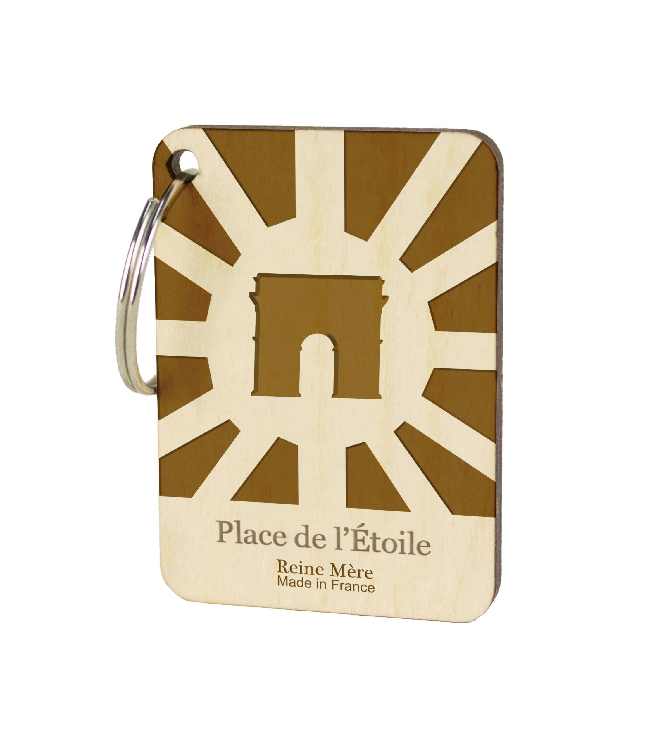 Place de l'Étoile - Porte-clés en bois de bouleau made in france