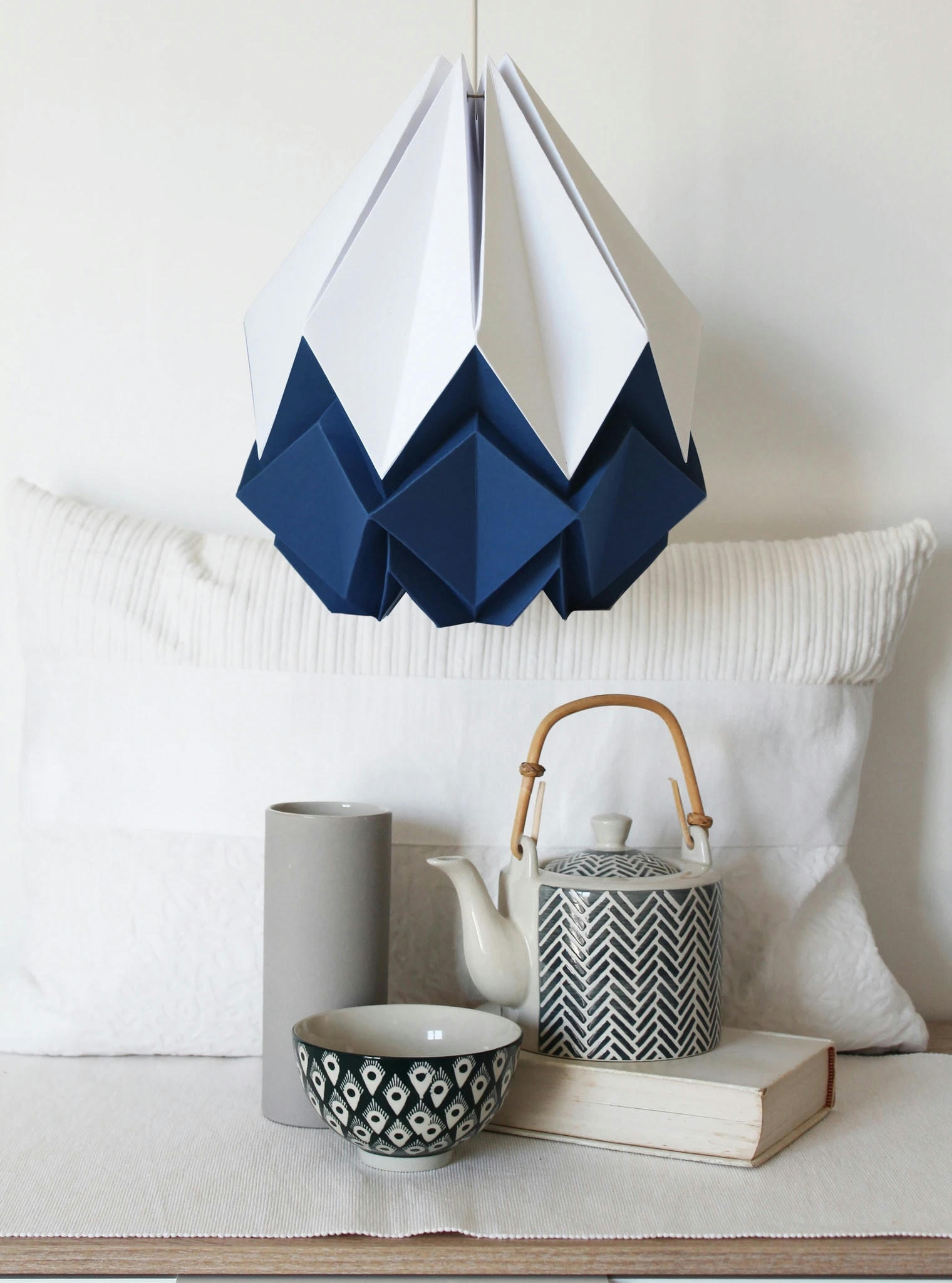 HANAHI - Suspension origami bicolore en papier taille M