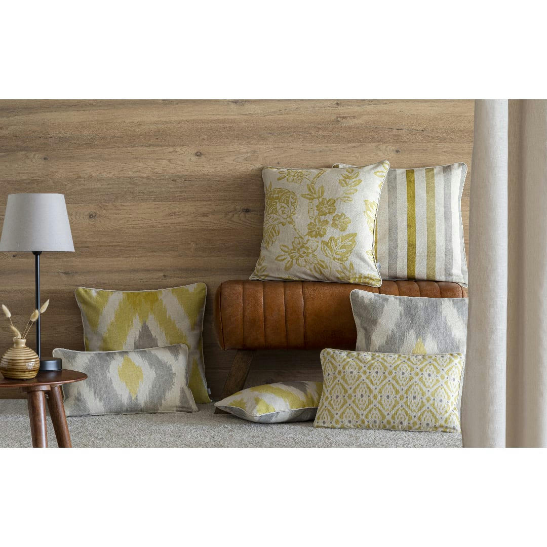 BARCELONA - 2 Housses de coussins 50x50 cm jaune/gris