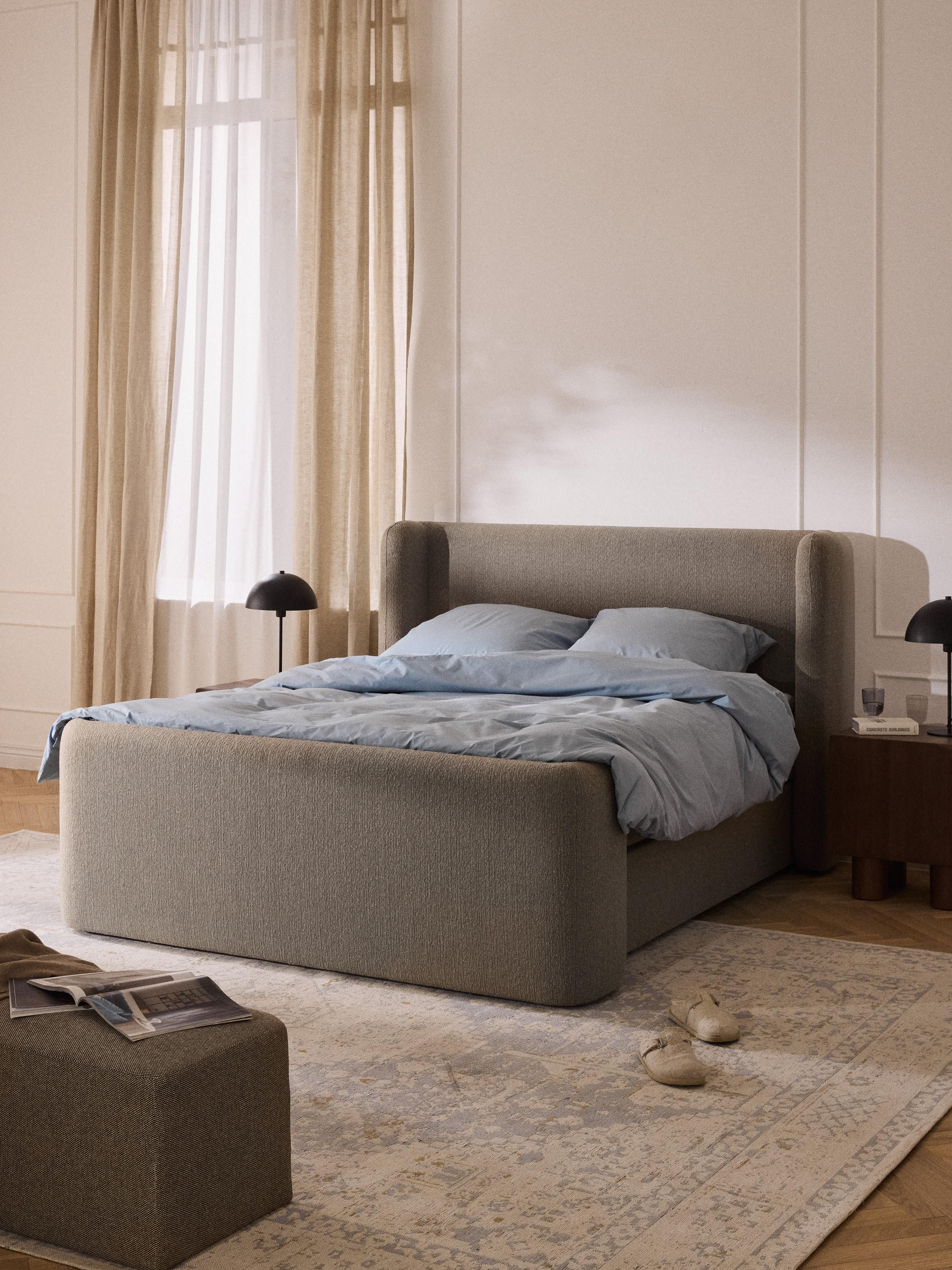 Bouclé-Boxspringbett Perla