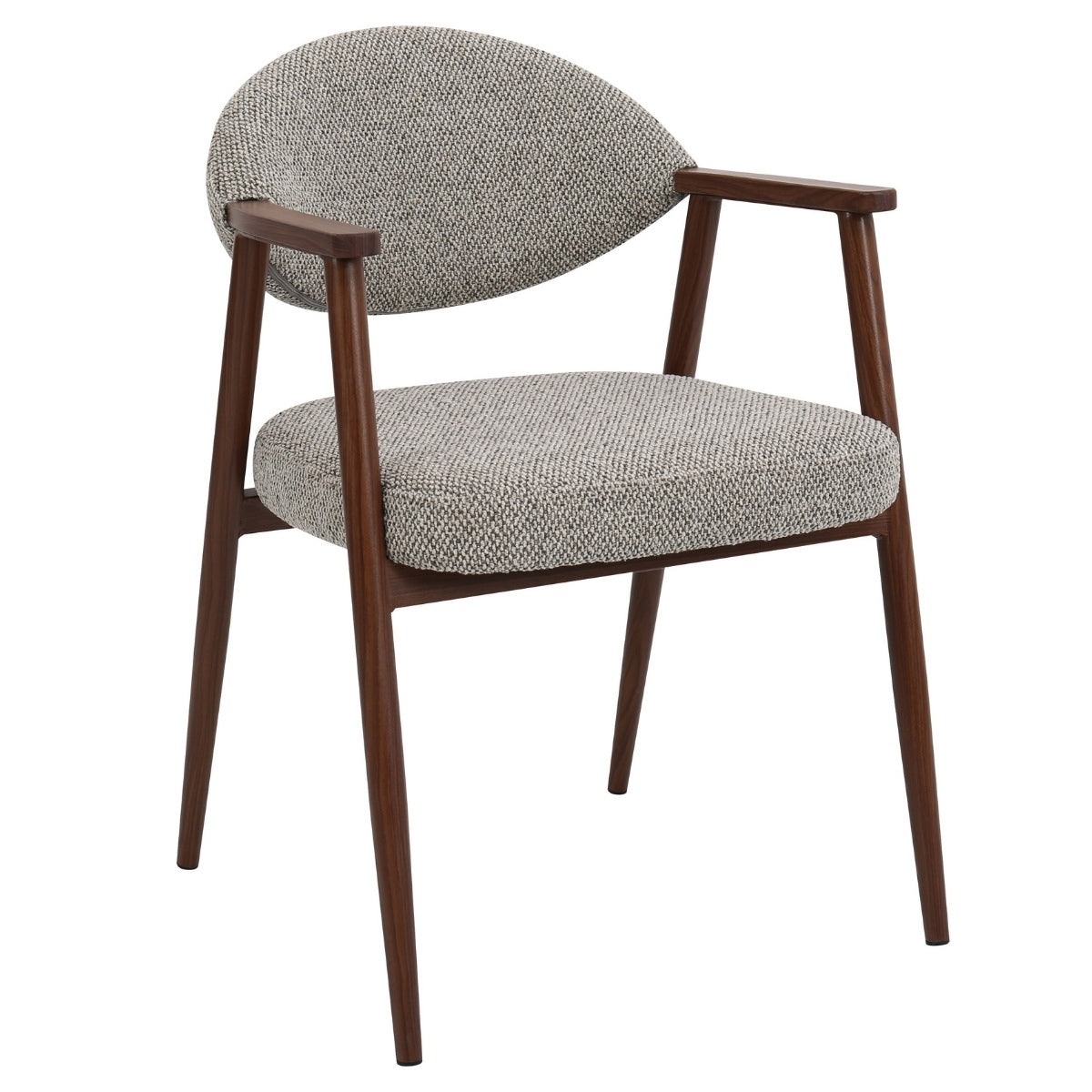 DÉJA Living Eetkamerstoel Karup - Taupe/Walnoot - Set van 2