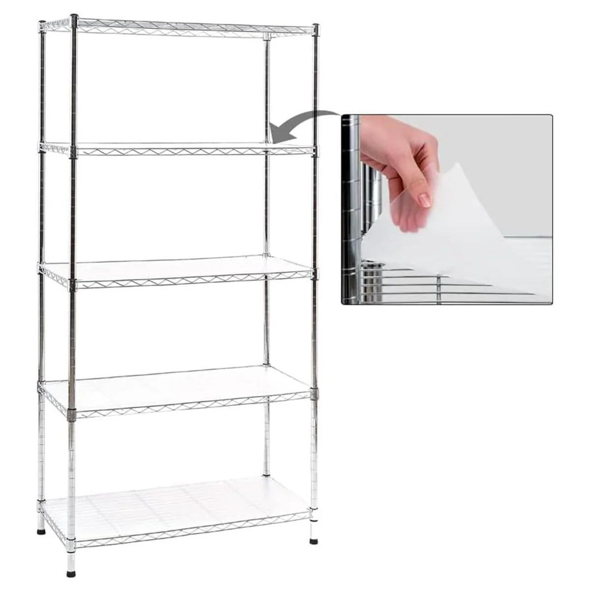 Chrome 4/5-Tier Shelving Unit Heavy-Duty Steel Shelves