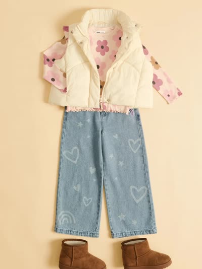 Jeansy wide leg z efektem sprania