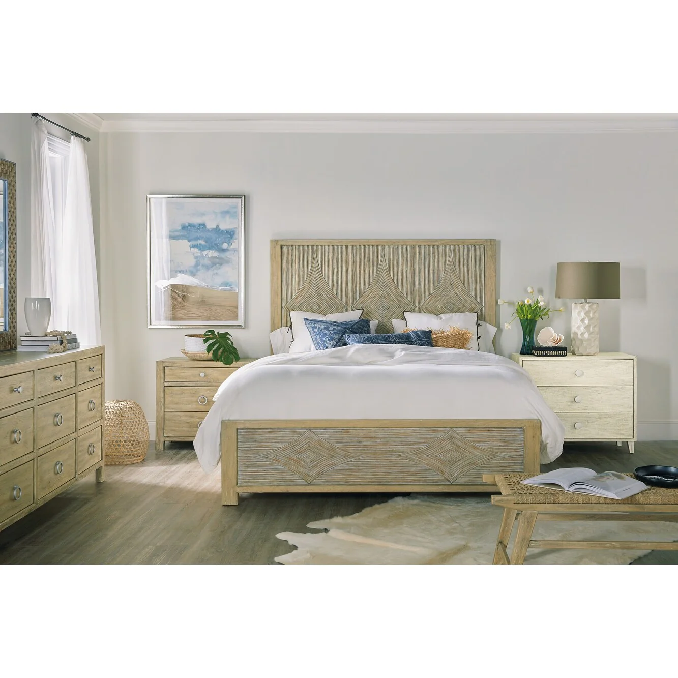 Hooker Furniture Surfrider 65 Coastal Casual Bedroom Bed Bench with