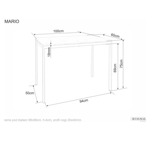 Stół MARIO 100x60 dąb/biały