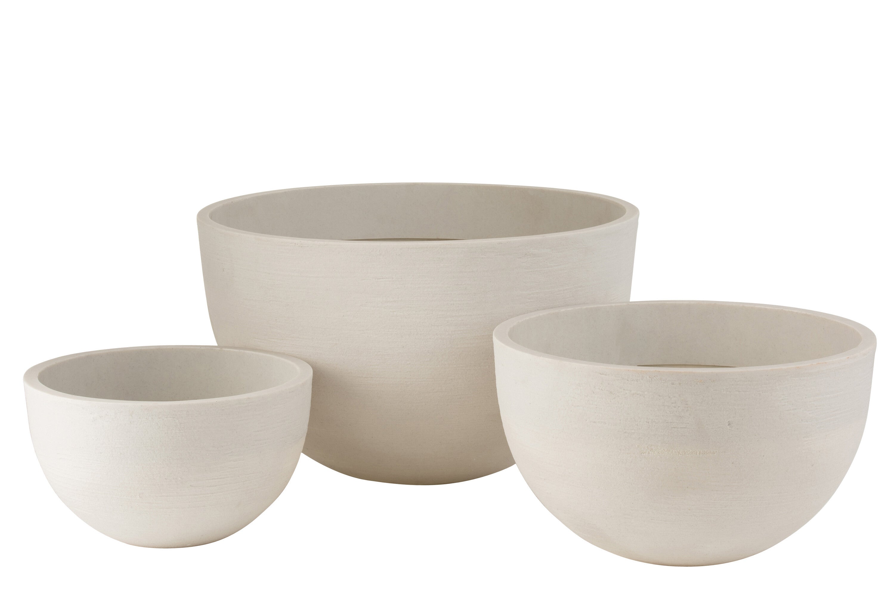 J-Line bloempot Rond Laag - keramiek - wit - 3 stuks - Ø 60 cm