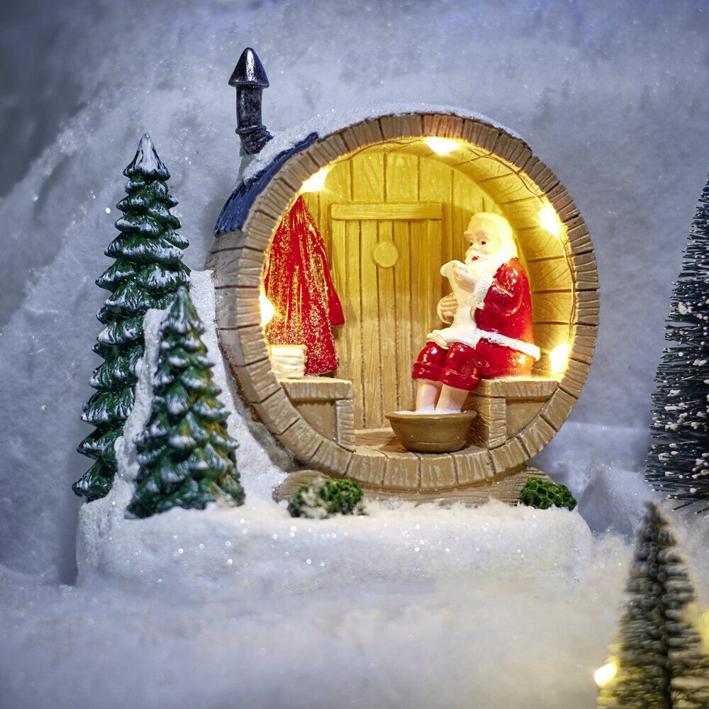 Scène Père No&euml;l détente lumineux dans spa ou jacuzzi L10,5xH10cm (2 modèles)