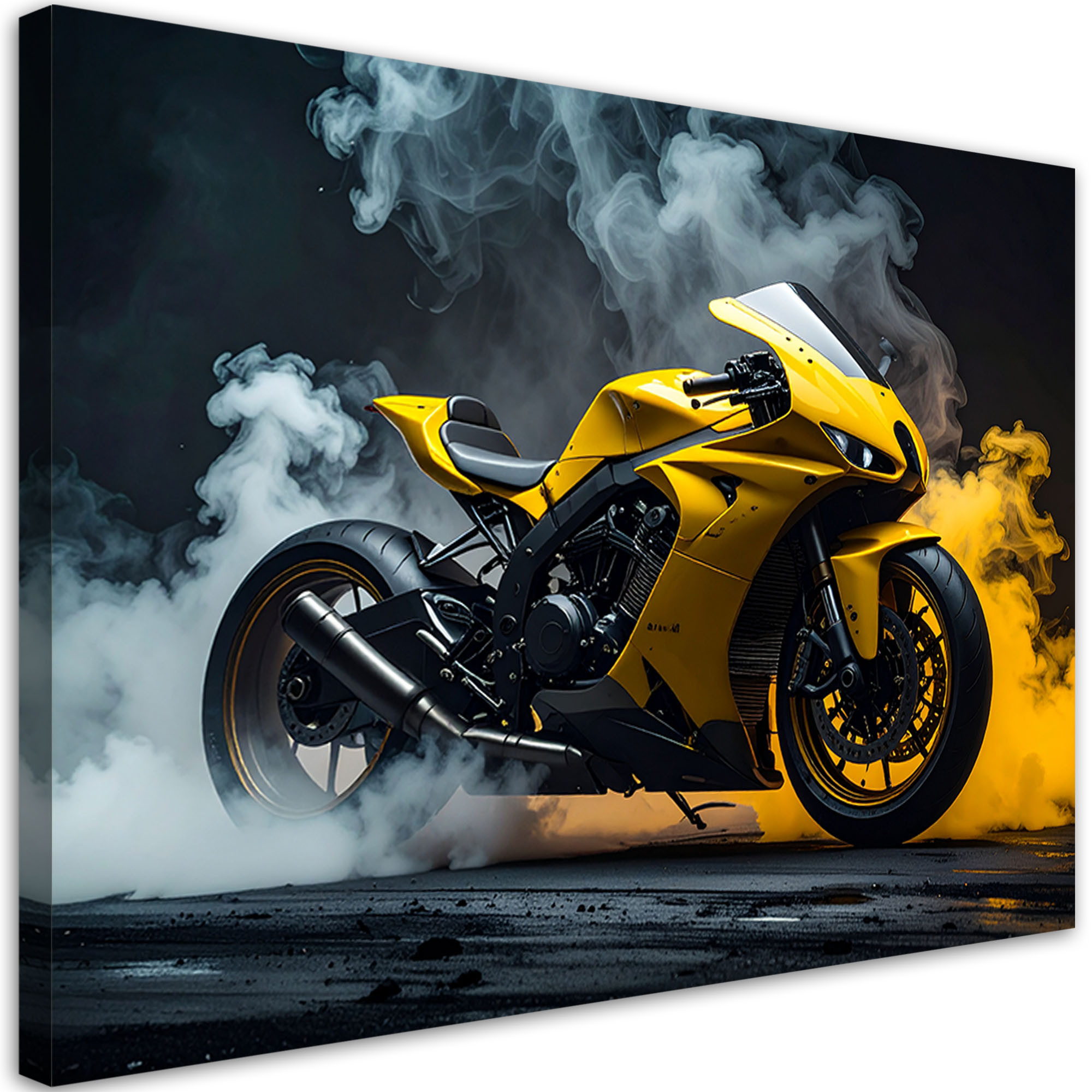 Obraz do pokoju nastolatka biura salonu, Żółty Motocykl Motor 30x20