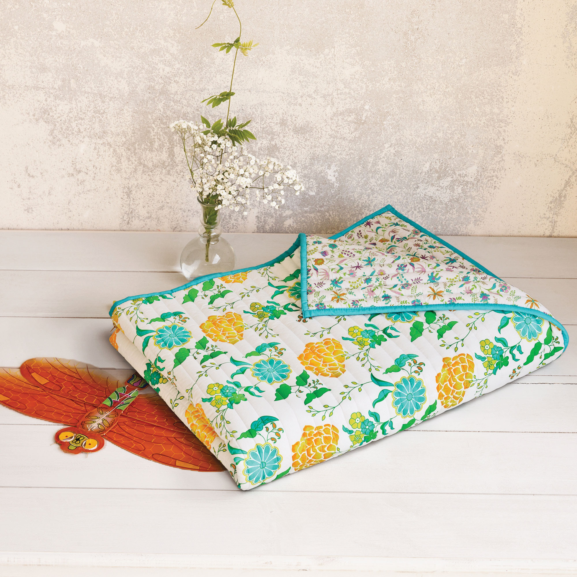 Couvre-litPetit Pan fleurs