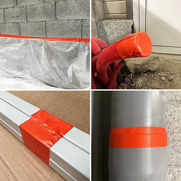 Lot de 108 Rubans adhésifs toilés orange 50 mm x 33 m - Rouleau adhésif TECPLAST pour fixer les bâches, fils et câbles