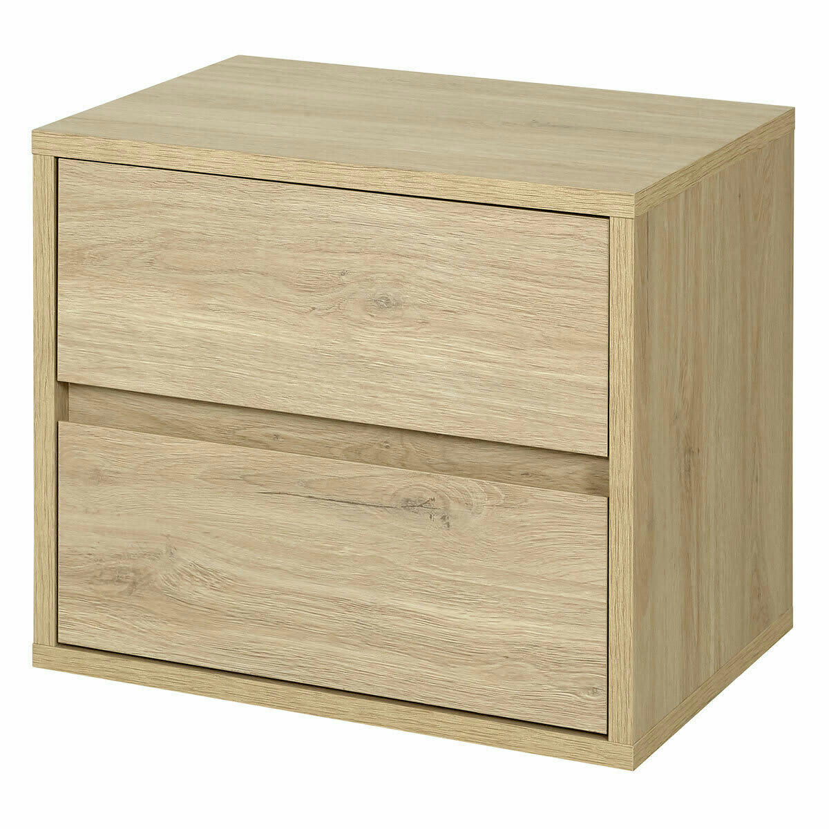 KIRA - Chevet 2 tiroirs effet bois chêne