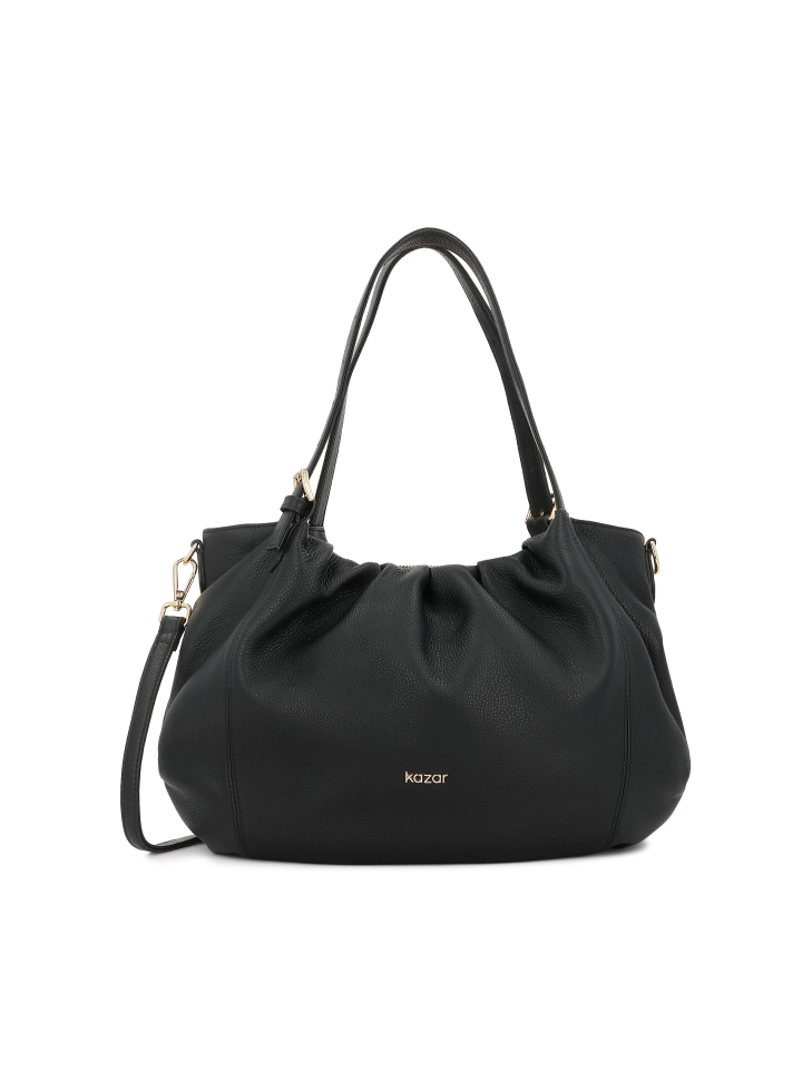 Black soft leather handbag