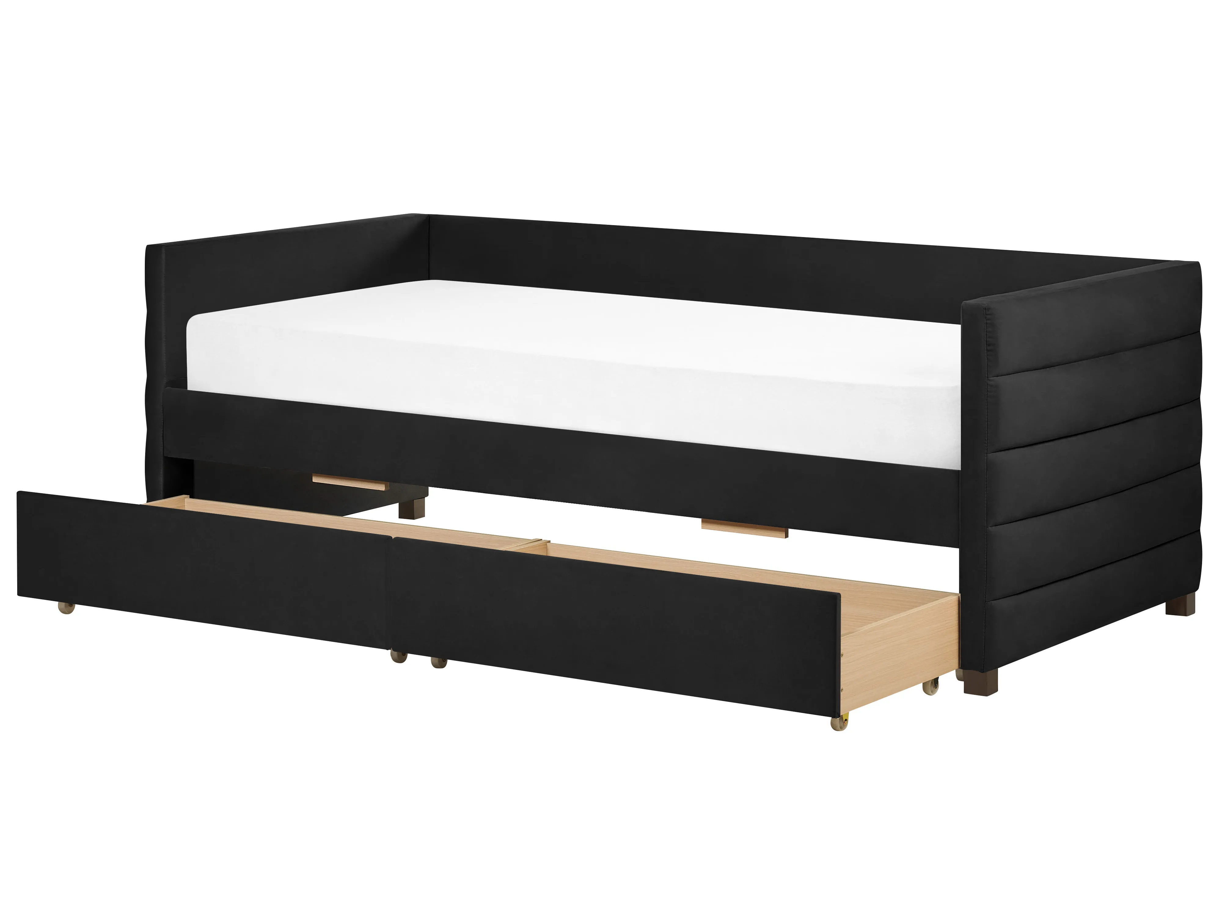Daybed with Storage Velvet MARRAY II 90 x 200 cm (EU Single) Black